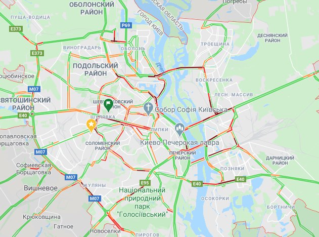 В Киеве образовались многочисленные пробки